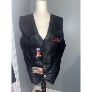 Vtg Leather Works USA Men's M VEST Biker patches "I Am My Brother Keeper"